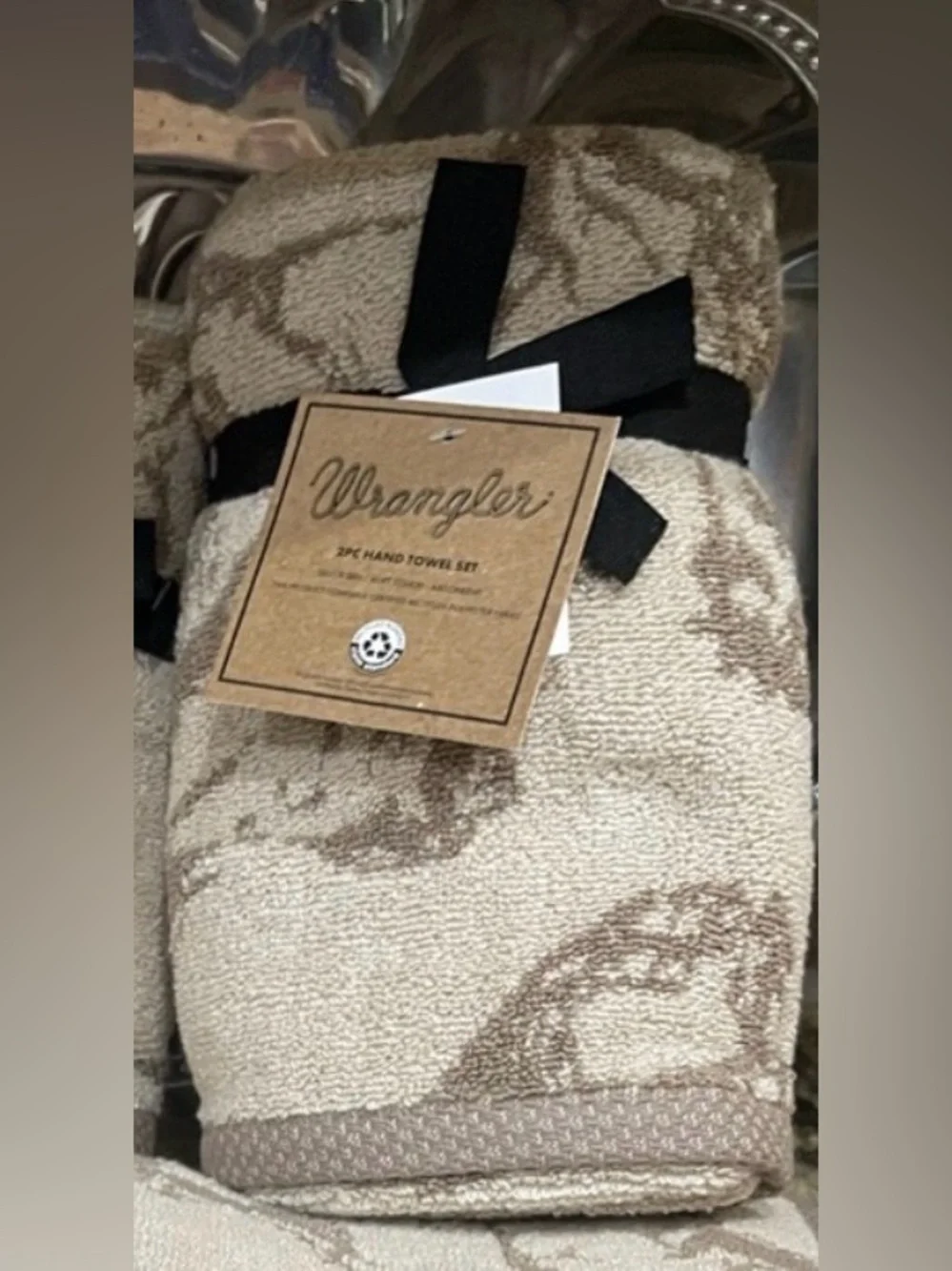 Wrangler MUSTANGS horses double sided reversible hand towel set - Brand new!